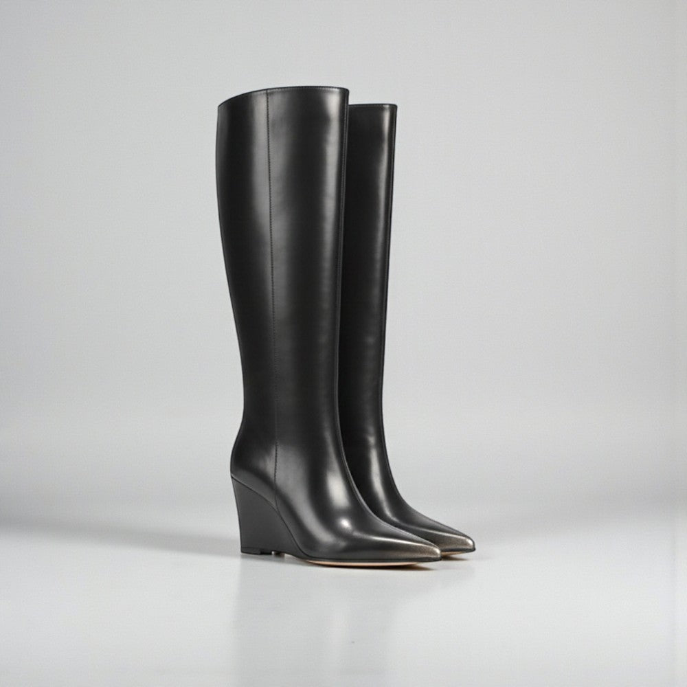 Bottes à talons compensés noires