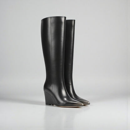 Bottes à talons compensés noires