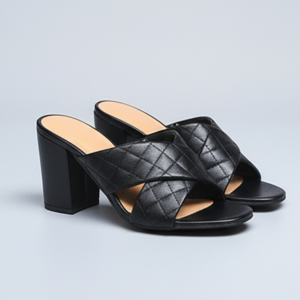 Mules à talons noirs femme