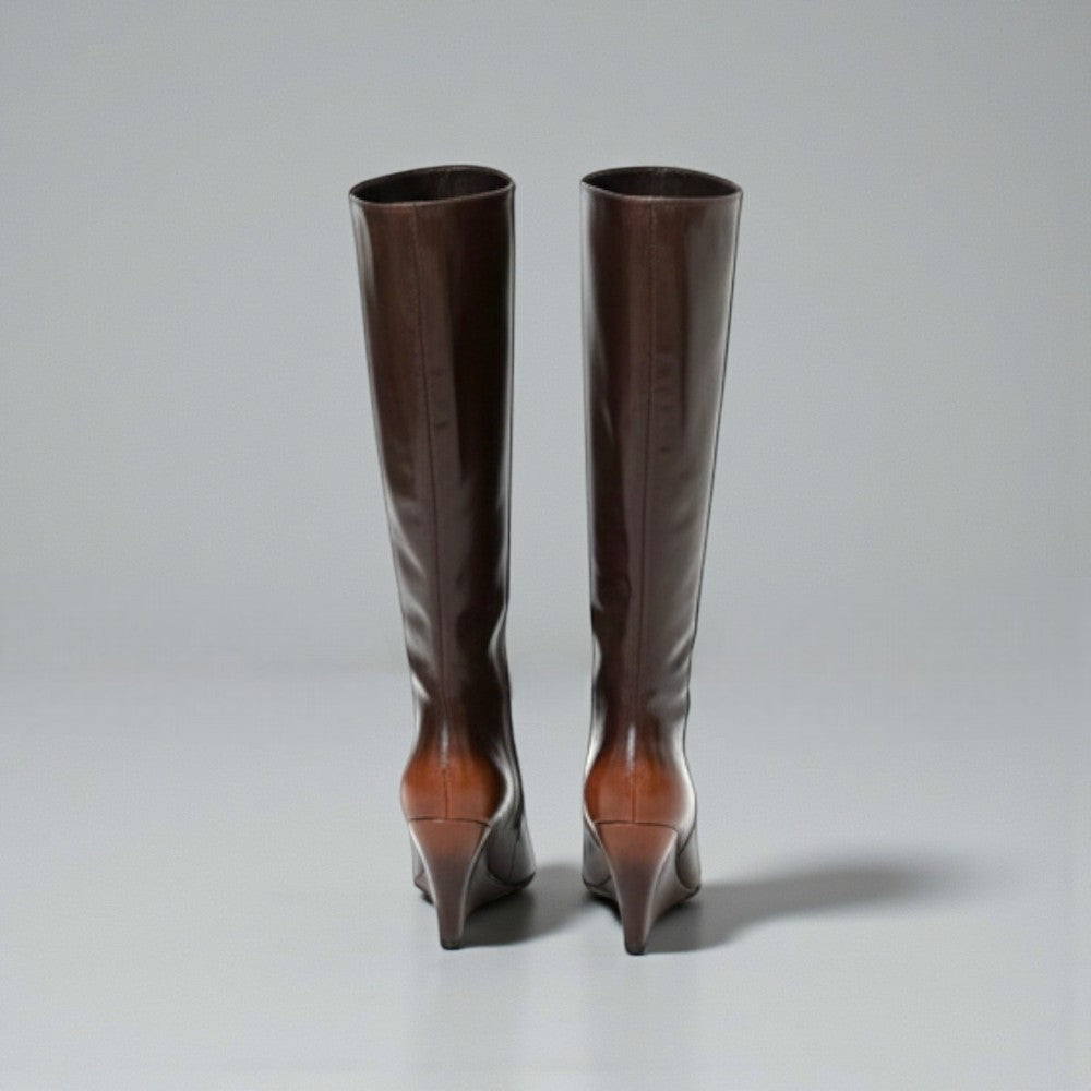 Bottes marron confortables à talon compensé