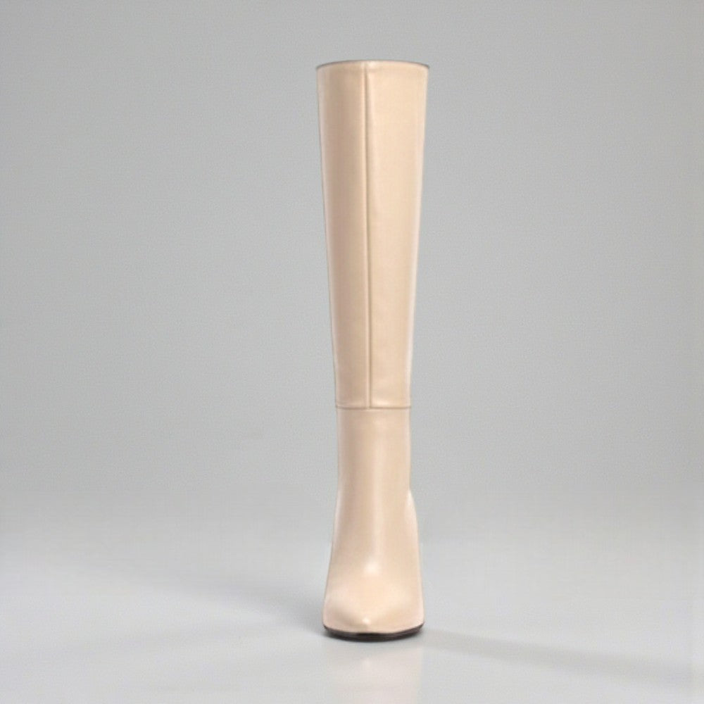 Bottes hautes beige pour femme