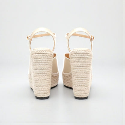 sandales plateforme beige