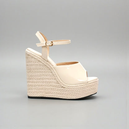 sandales compensées beige femme