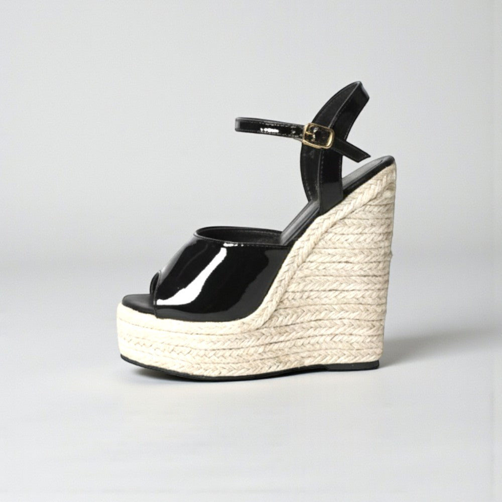 sandales compensées noires femme