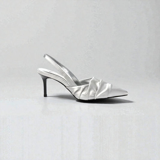 escarpins satinés gris