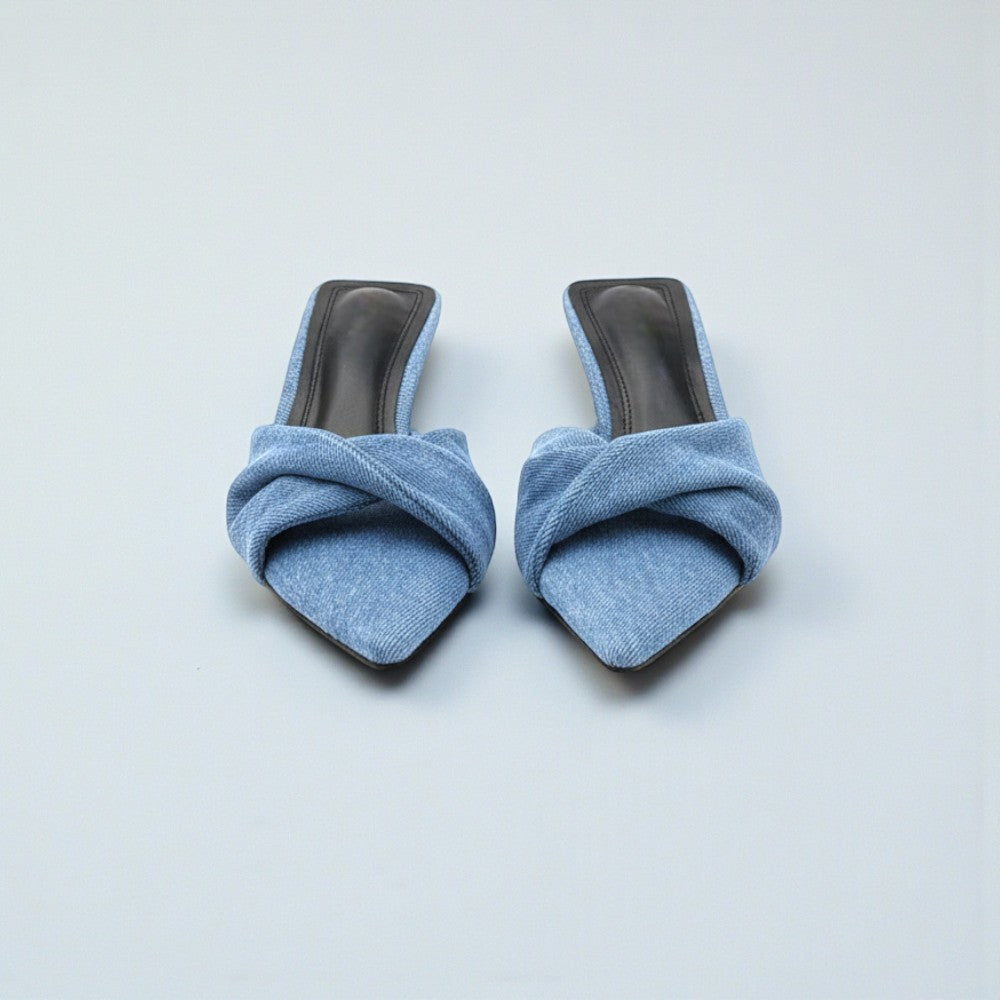 Mules à talons drapées