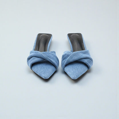 Mules à talons drapées