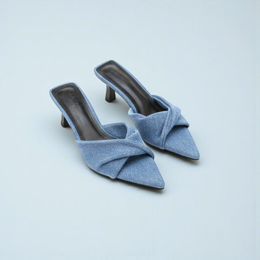 Mules à talons drapées