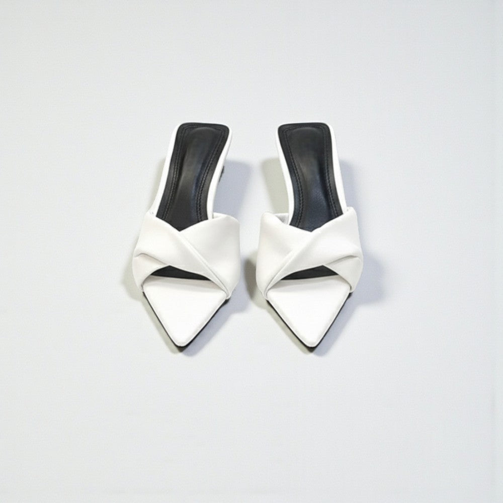 Mules à talons drapées