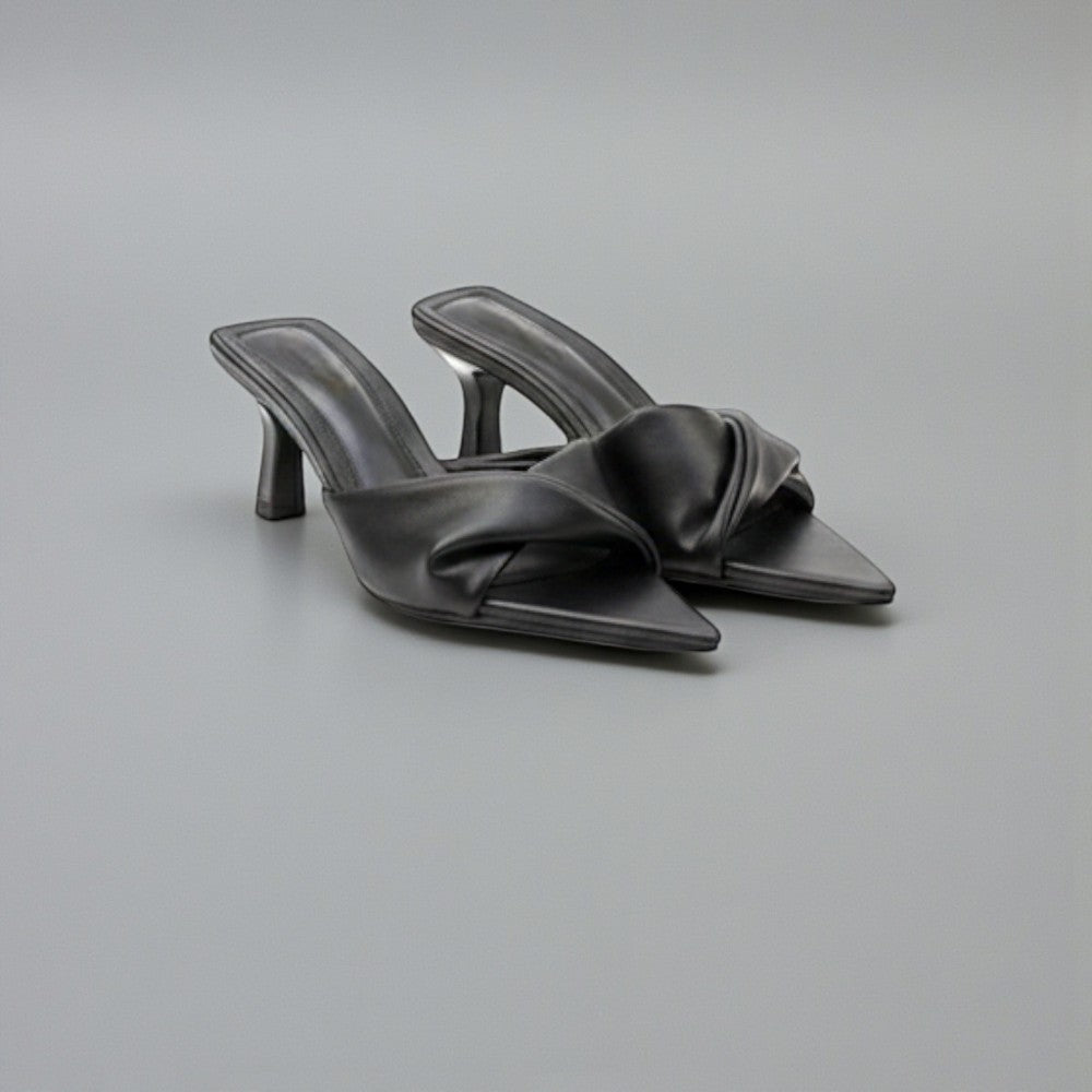 Mules à talons drapées