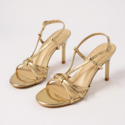 Sandales à talons dorées femme