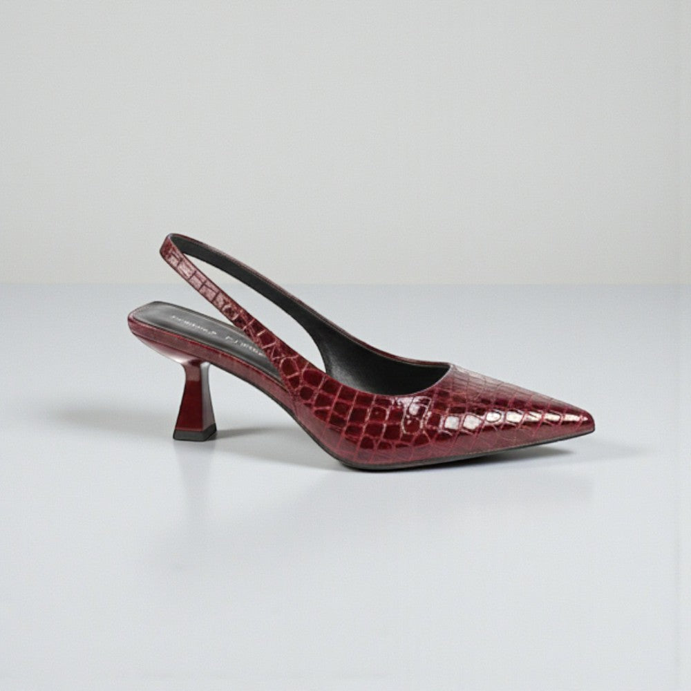 escarpins effet croco bordeaux