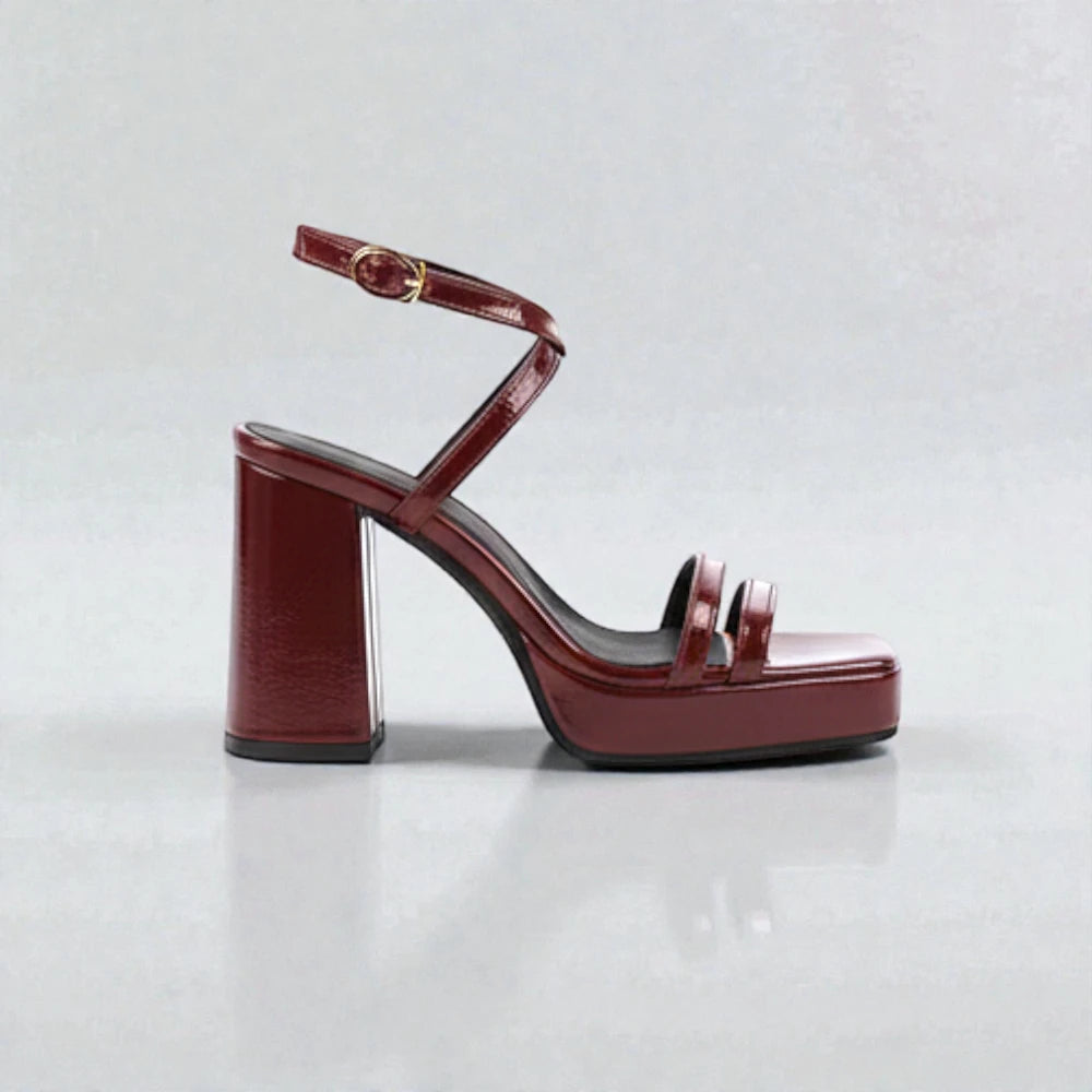 sandales à talons bordeaux